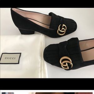 GUCCI MARMONT SUEDE PUMP LOAFER NEW 35.5 36